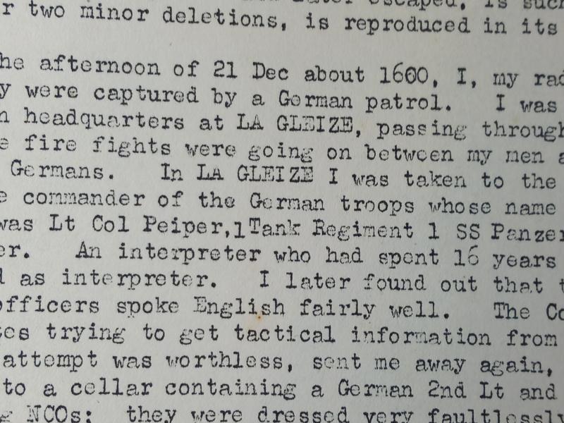 BRITISH INTELLIGENCE FILE / P.O.W CAMPS SS JOACHIM PEIPER MORE DETAILS