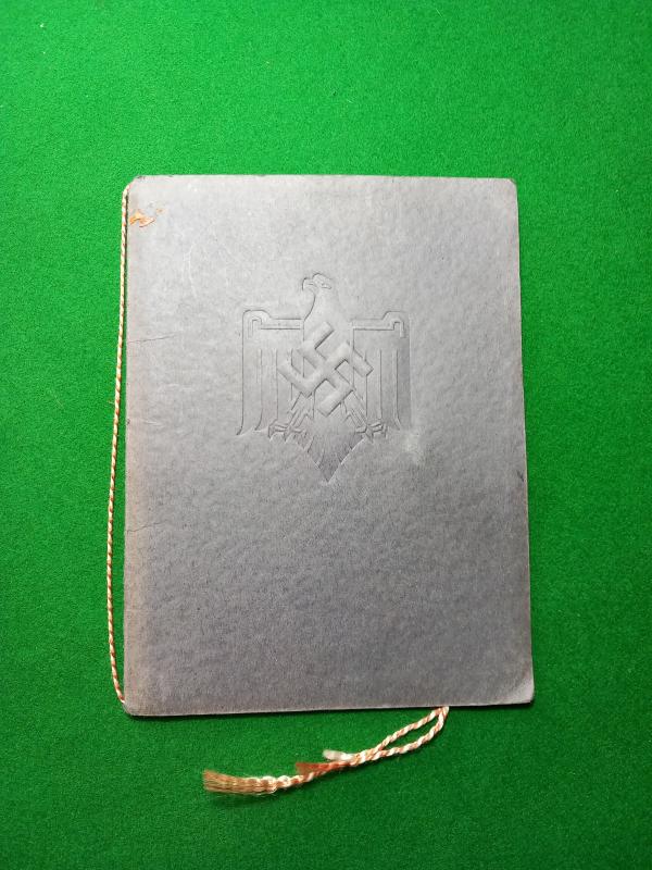 1937 THIRD REICH SPORTS AWARD CARD