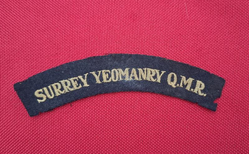 SURREY YEOMANRY  QUEEN MARY RIFLES CLOTH TITLE